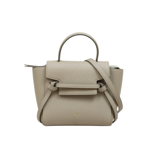 Include Entrupy Certificate of Authenticity｜Very Good ( Rank A)｜CELINE Calf Leather Belt Pico Handbag Shoulder Bag Beige｜S26031514