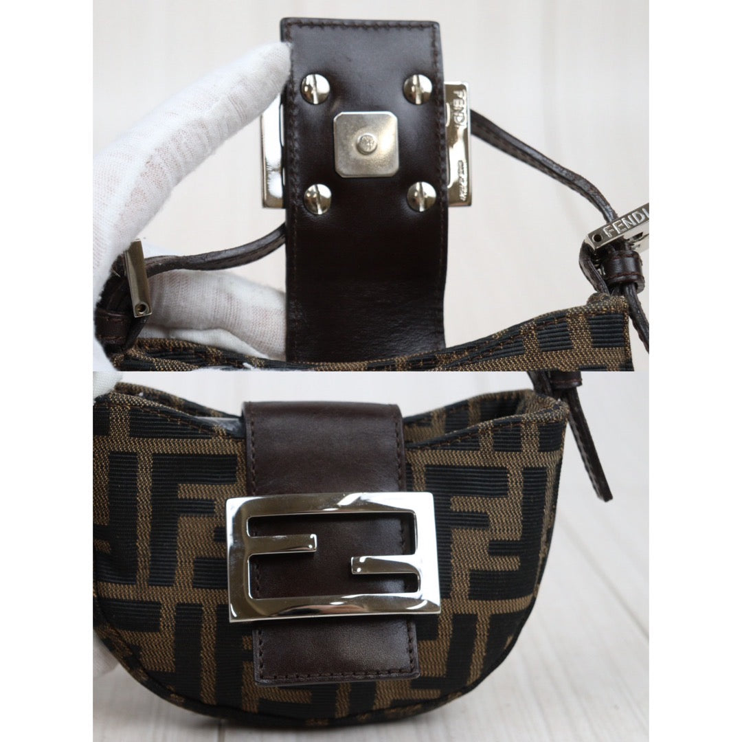 Rank A ｜ FENDI Zucca Mini Croissant Pouch ｜24030127