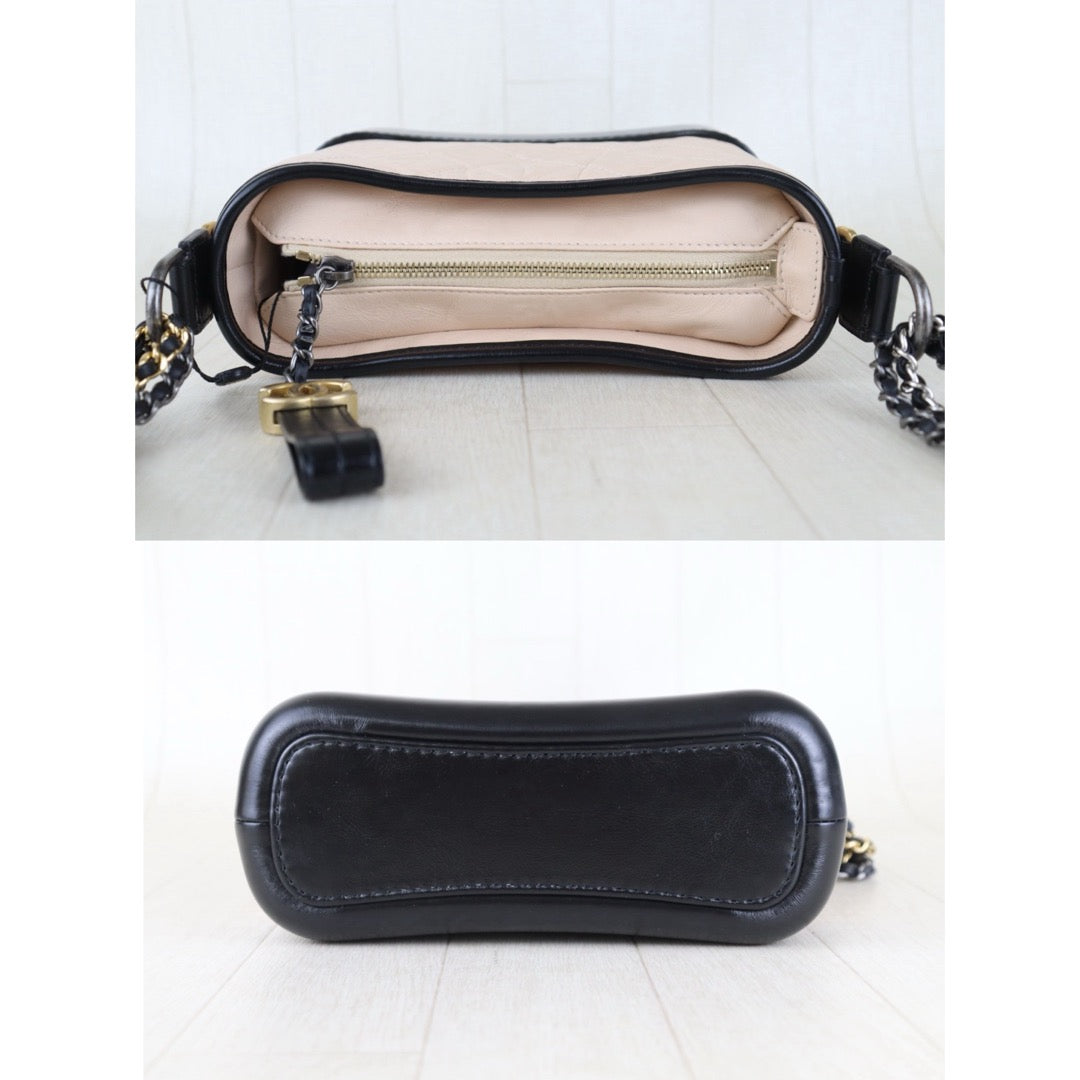Include Entrupy Certificate of Authenticity｜Excellent（Rank SA） ｜ CHANEL Calf skin Gabrielle Small Shoulder Bag Black and Beige Made In 2019 Year｜Z26101204