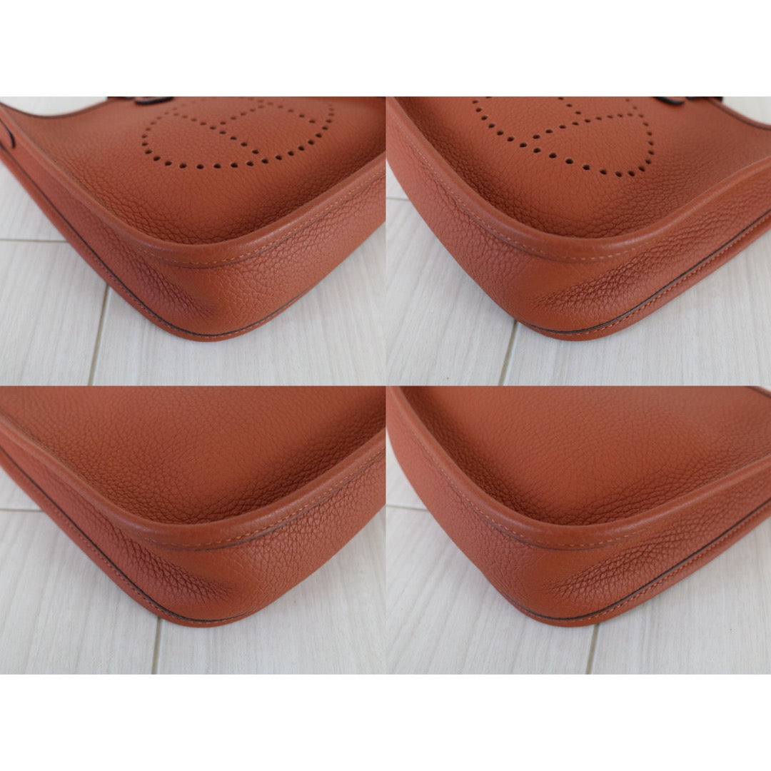 Include Entrupy Certificate of Authenticity｜Very Good ( Rank A)｜ Full Set HERMES Clemence Leather Mini Evelyn 16 Shoulder Bag Potiron D Stamp Made In 2019Year｜X26030702