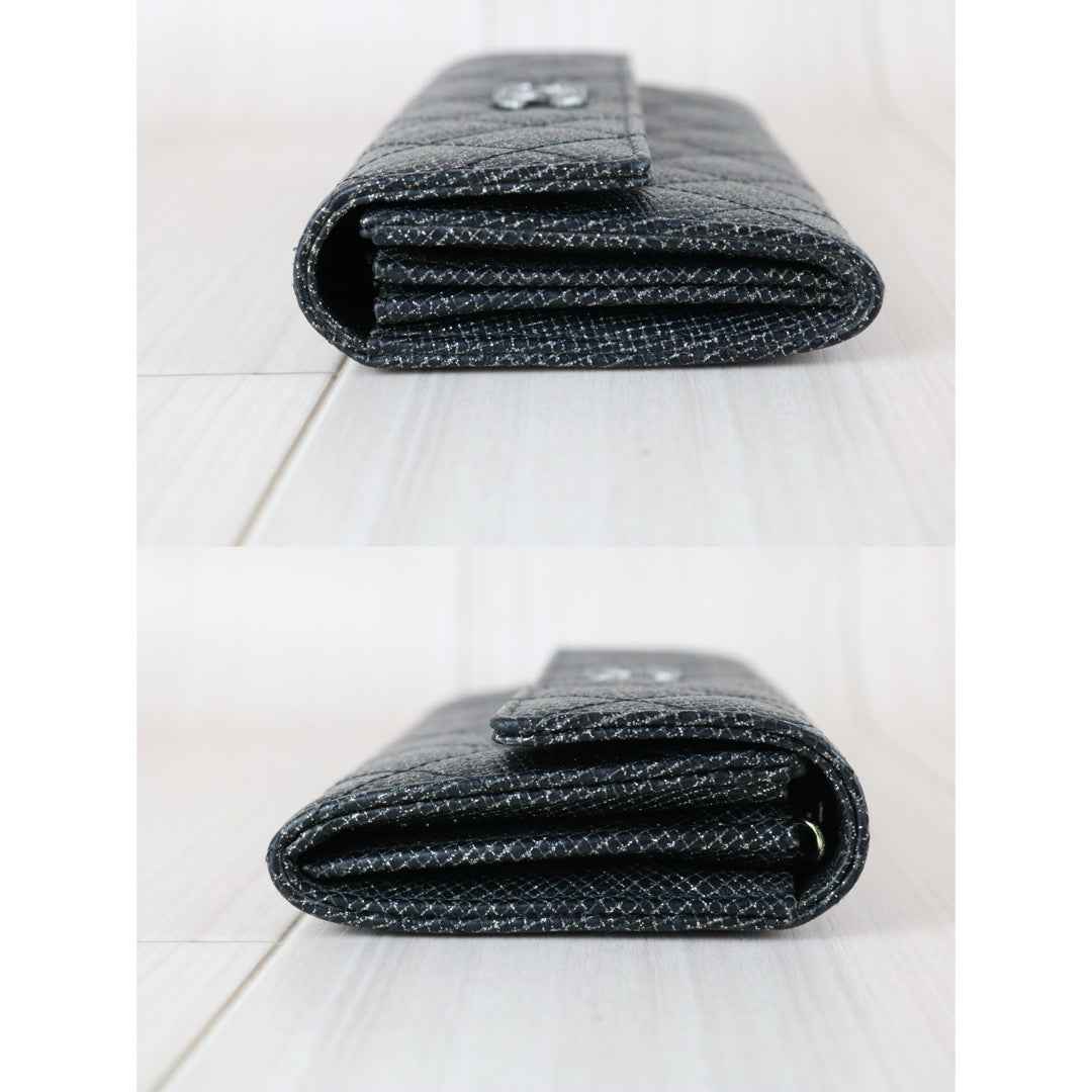 Excellent（Rank SA）｜CHANEL 2013 Earth Series Limited Edition Black Long Wallet Made In 2014 Year｜X25060309