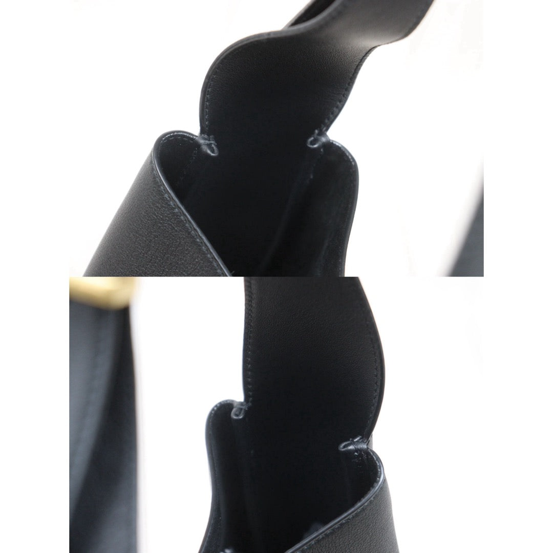 Include Entrupy Certificate of Authenticity｜Very Good ( Rank A)｜  Saint Laurent YSL Calf LeatherHobo Shoulder Bag Black ｜26070908