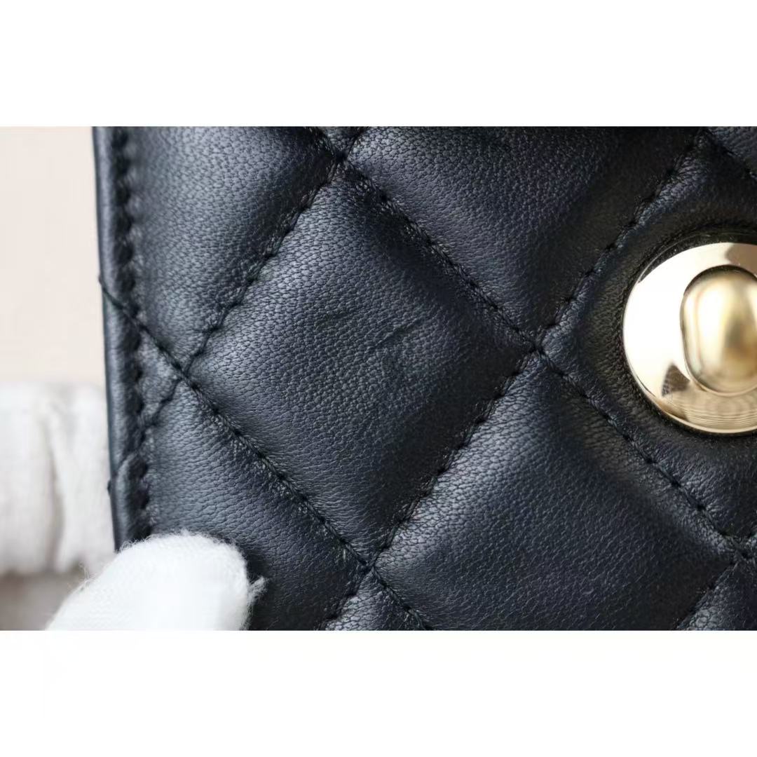 Include Entrupy Certificate of Authenticity｜Very Good ( Rank A)｜ CHANEL Matelasse Chain Lamb Skin Trandy CC mini Box Black Made In 2021-2022Year ｜S26060113