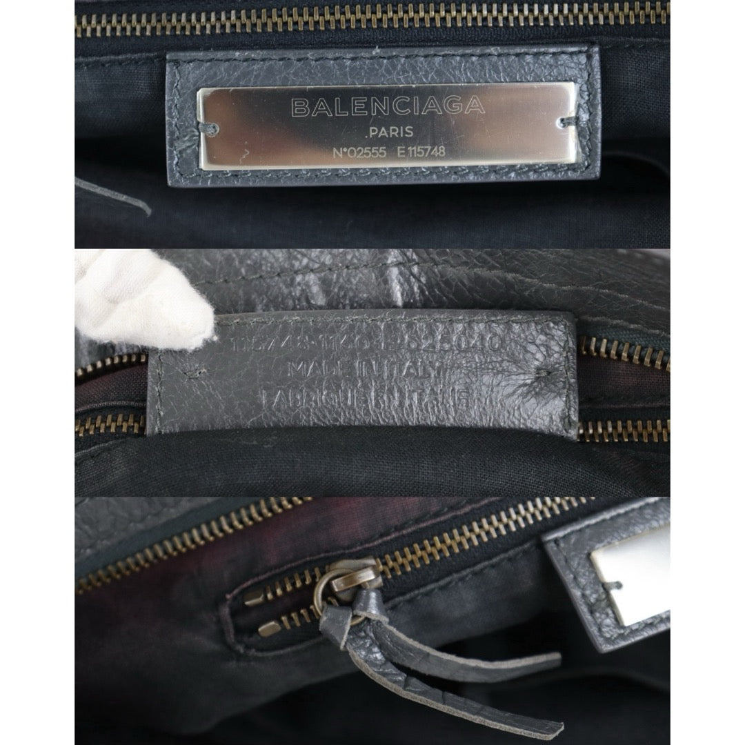 Include Entrupy Certificate of Authenticity｜Good ( Rank AB)｜Balenciaga Waxed Leather Classic City MM Grey HandBag Shoulder Bag ｜S26060108