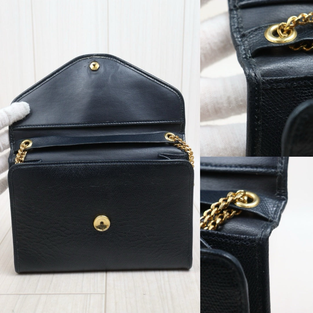 Include Entrupy Certificate of Authenticity｜Good ( Rank AB)｜ Dior  Vintage Chain Shoulder Bag Navy Blue｜26041606