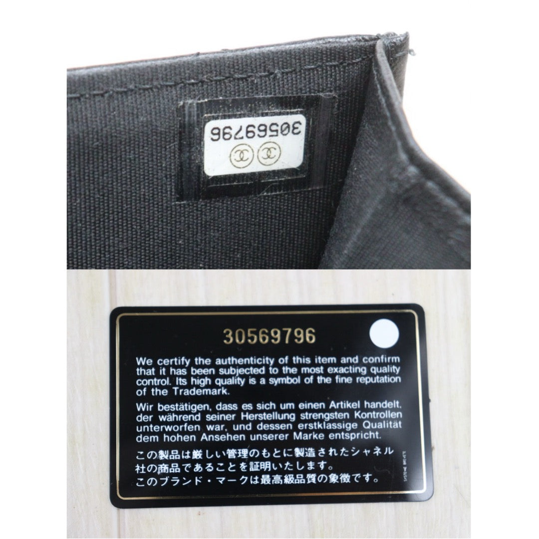 Very Good ( Rank A)｜ CHANEL Matelasse Chain Lamb Skin Coco Mark Card Holder Black Made In 2020-2021Year ｜P25080608