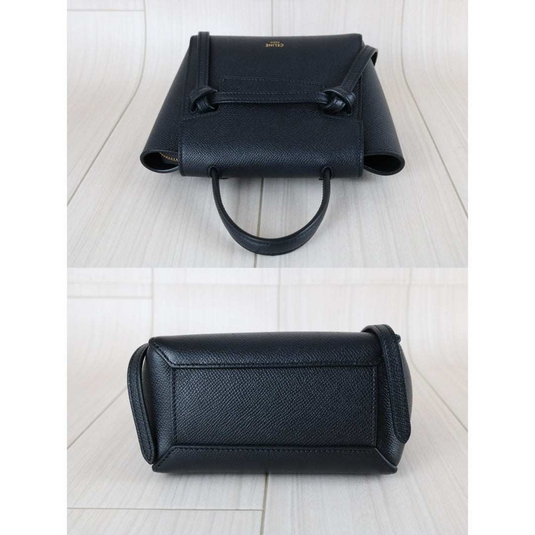Very Good ( Rank A)｜CELINE Calf Leather Belt Pico Handbag Shoulder Bag Black｜S25070709