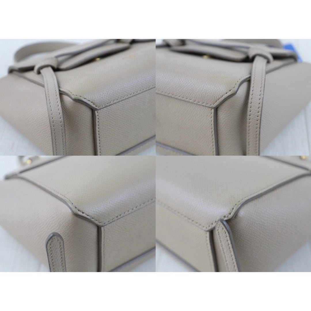 Include Entrupy Certificate of Authenticity｜Very Good ( Rank A)｜CELINE Calf Leather Belt Pico Handbag Shoulder Bag Beige｜S26030833