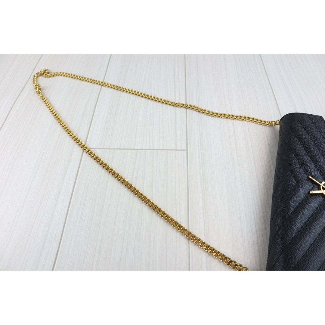 Very Good ( Rank A)｜  Saint Laurent YSL Caviar Skin Shoulder Bag Black MM｜W25103001