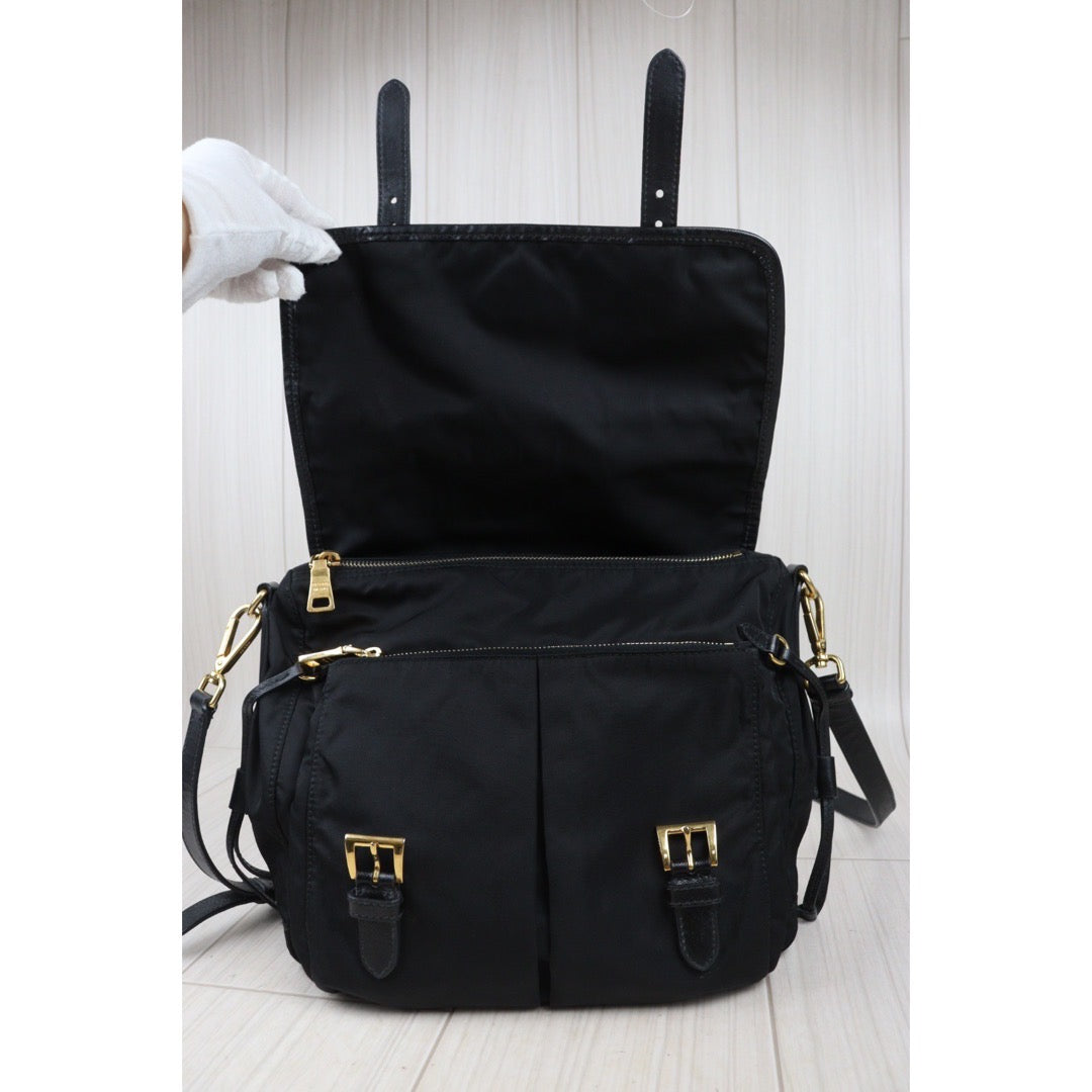 Rank AB｜Prada  Nylon Black Gold Hardware ShoulderBag｜S24071423