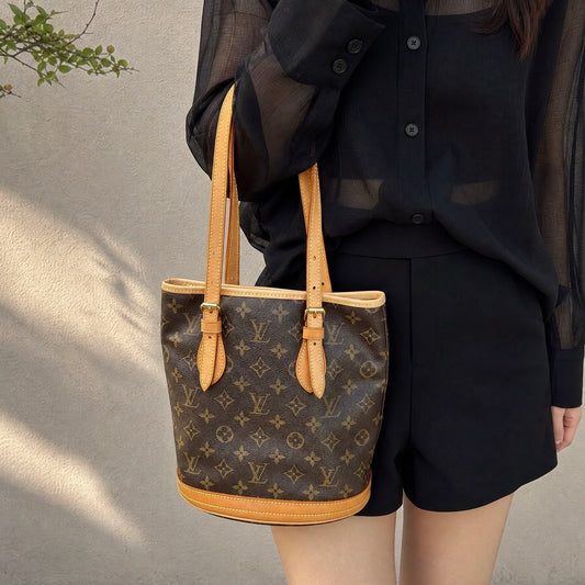Include Entrupy Certificate of Authenticity｜Good ( Rank AB)｜ Louis Vuitton  Monogram Petit Bucket PM Tote Bag ｜26072201