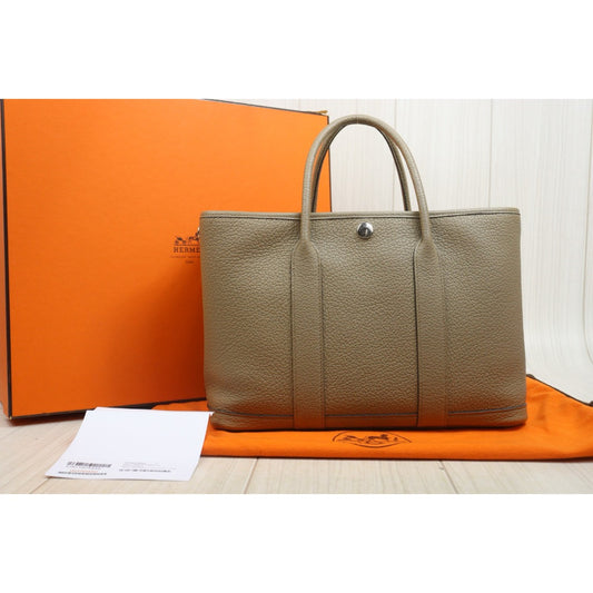Include Entrupy Certificate of Authenticity｜Very Good ( Rank A)｜ HERMES Negonda Beige Garden Party 30 Handbag W Stamp Made In 2024 Year｜S26080616