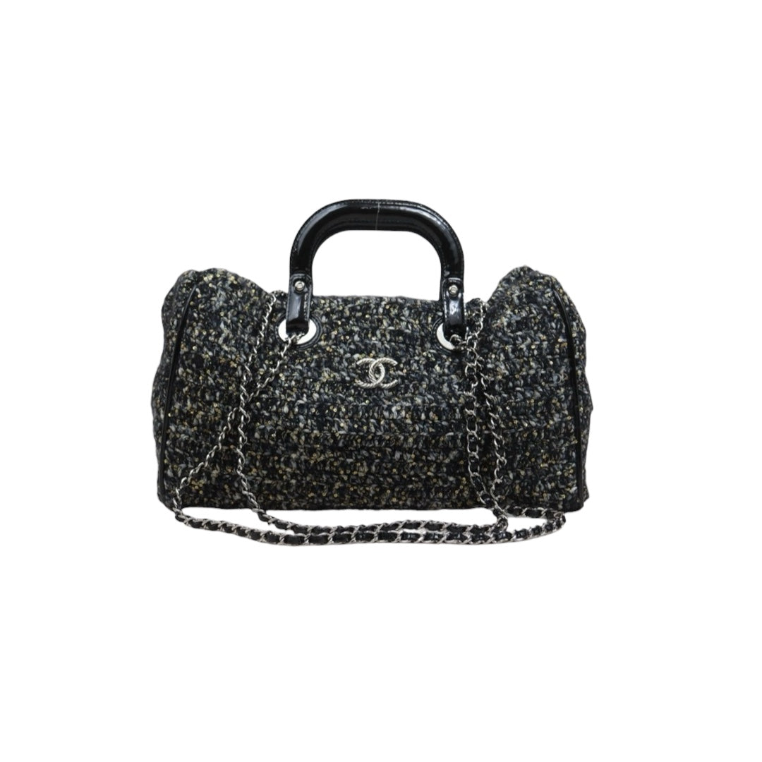 Include Entrupy Certificate of Authenticity｜Good ( Rank AB) ｜ CHANEL  Woolen Matrasse Chain 2 Way ToteBag Shoulder Bag Black Made In 2009-2010Year ｜A26042106
