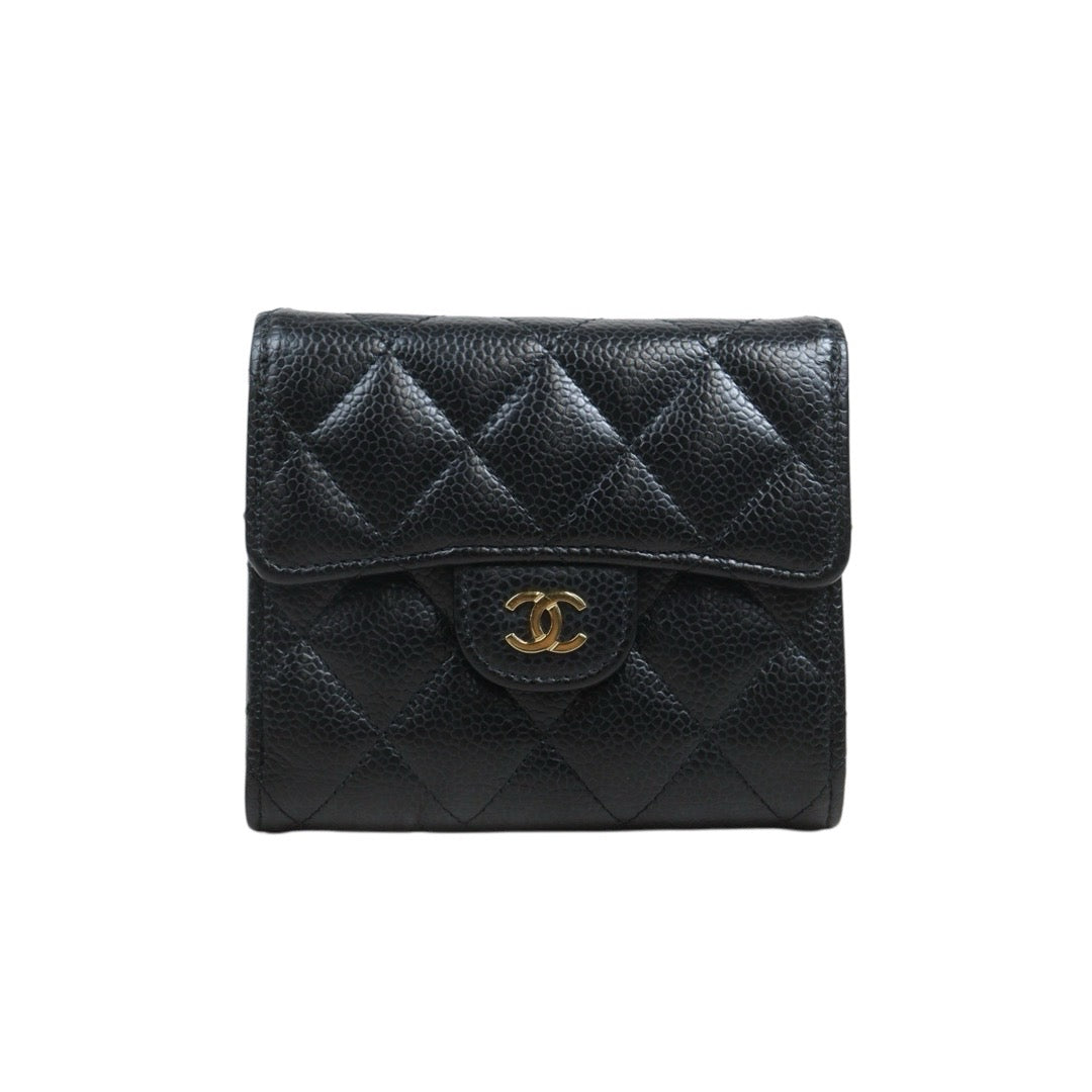 Include Entrupy Certificate of Authenticity｜Good ( Rank AB)｜Chanel Caviar Skin Black Wallet Made In 2022 Year ｜26082104