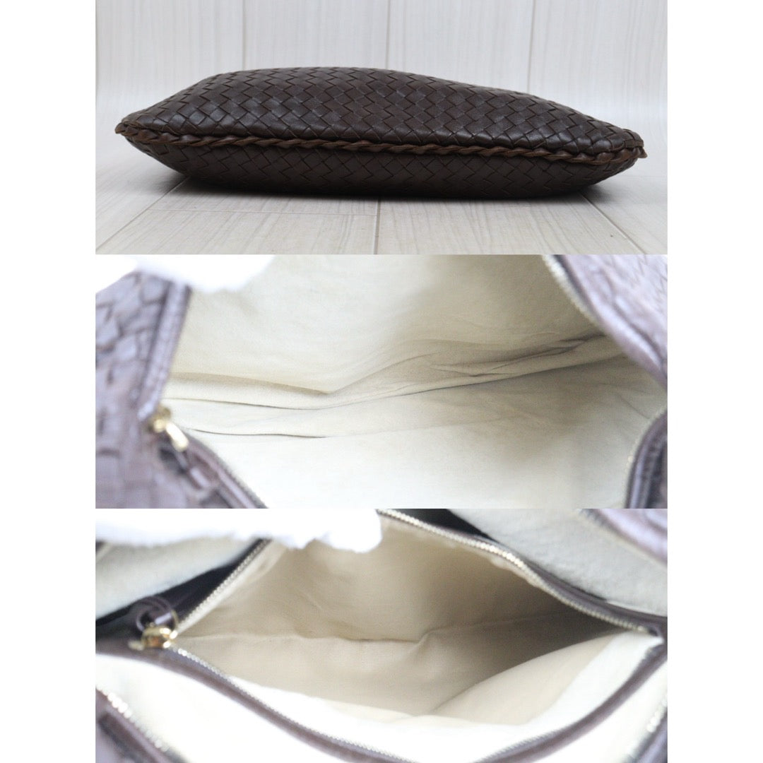 Good ( Rank AB)｜ Bottega Veneta Lamb Skin Braid Shoulder Bag Brown｜V25082211