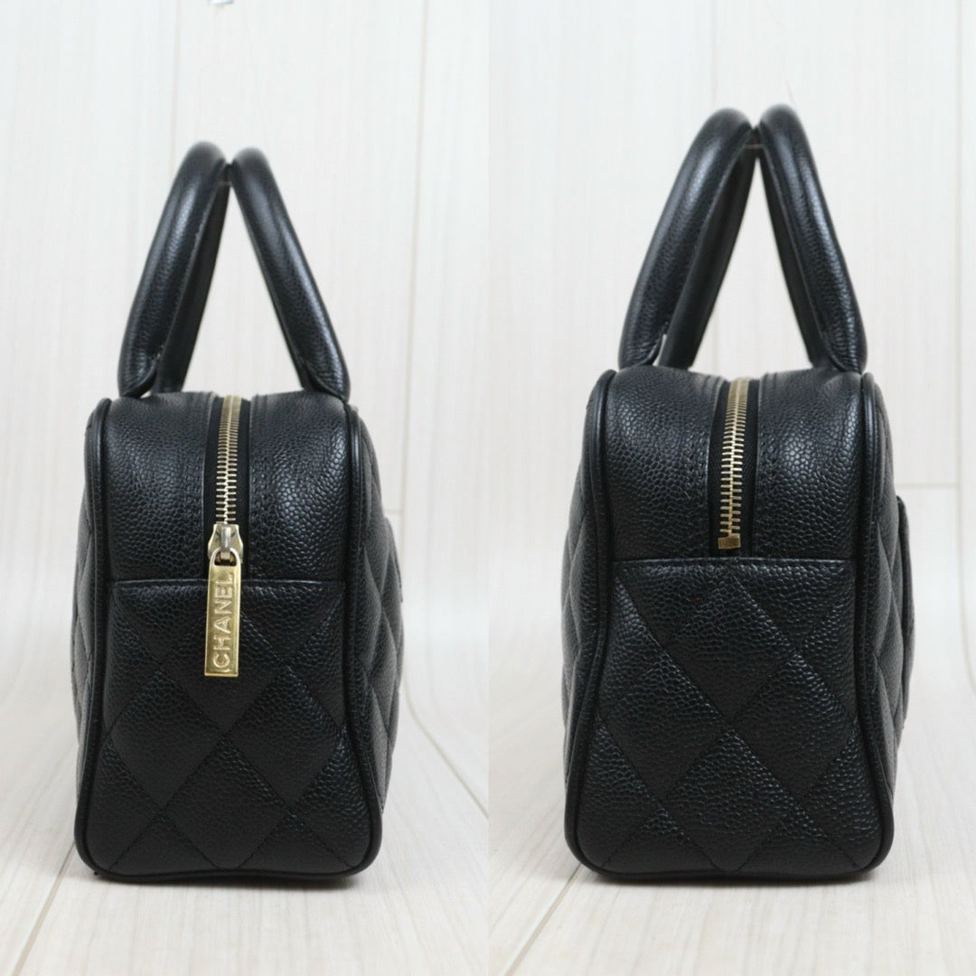 Include Entrupy Certificate of Authenticity｜Good ( Rank AB) ｜CHANEL Caviar Skin Calf Leather Bowling HanBag Made in 2004-2005 Year｜26091002