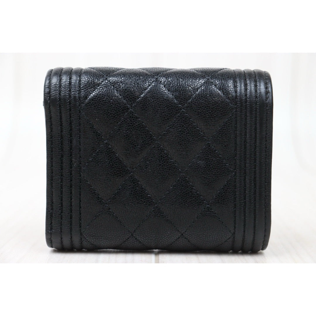 Good ( Rank AB)｜CHANEL Leboy Caviar Skin Black Wallet Made In 2019 Year｜24121204