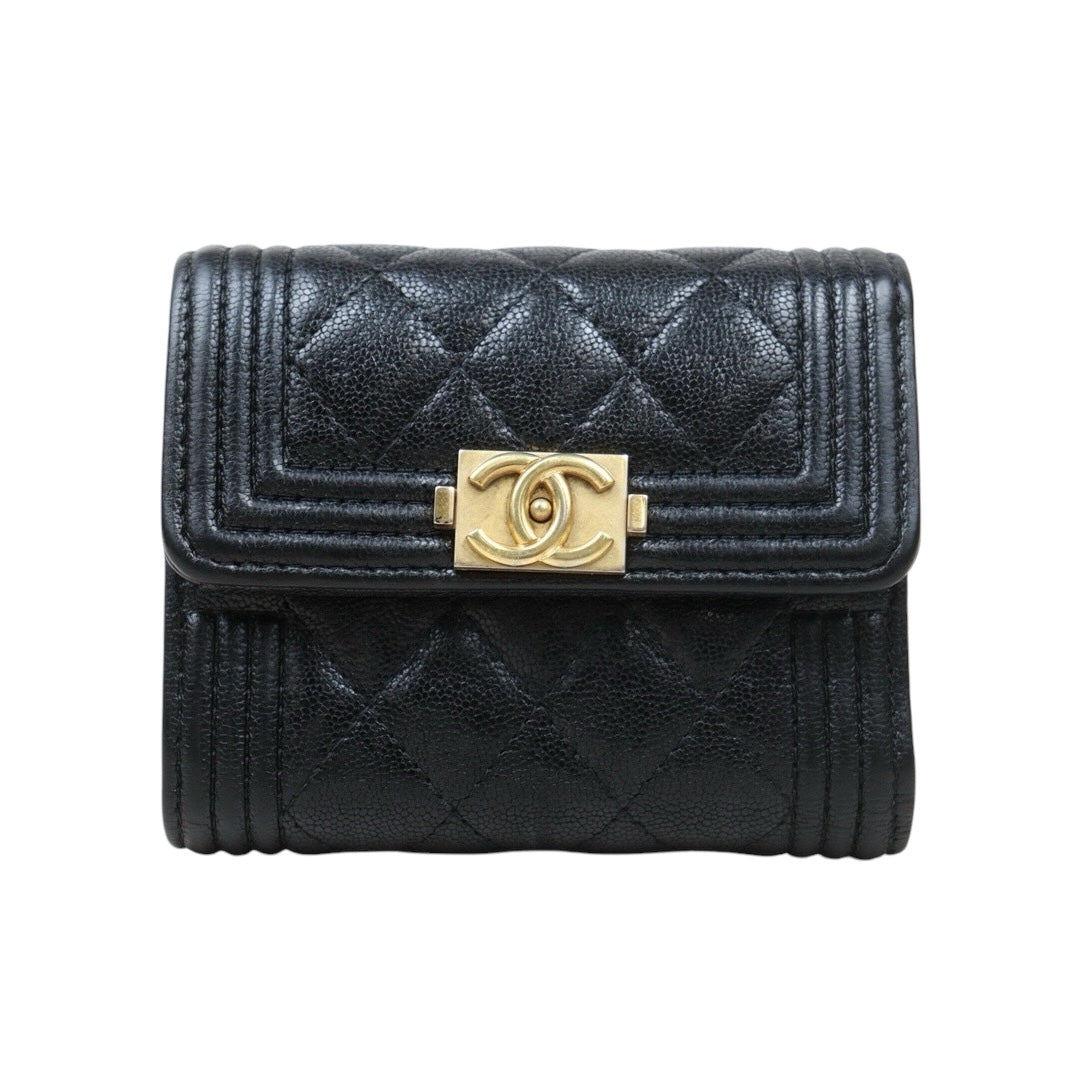 Good ( Rank AB)｜CHANEL Leboy Caviar Skin Black Wallet Made In 2019 Year｜24121204