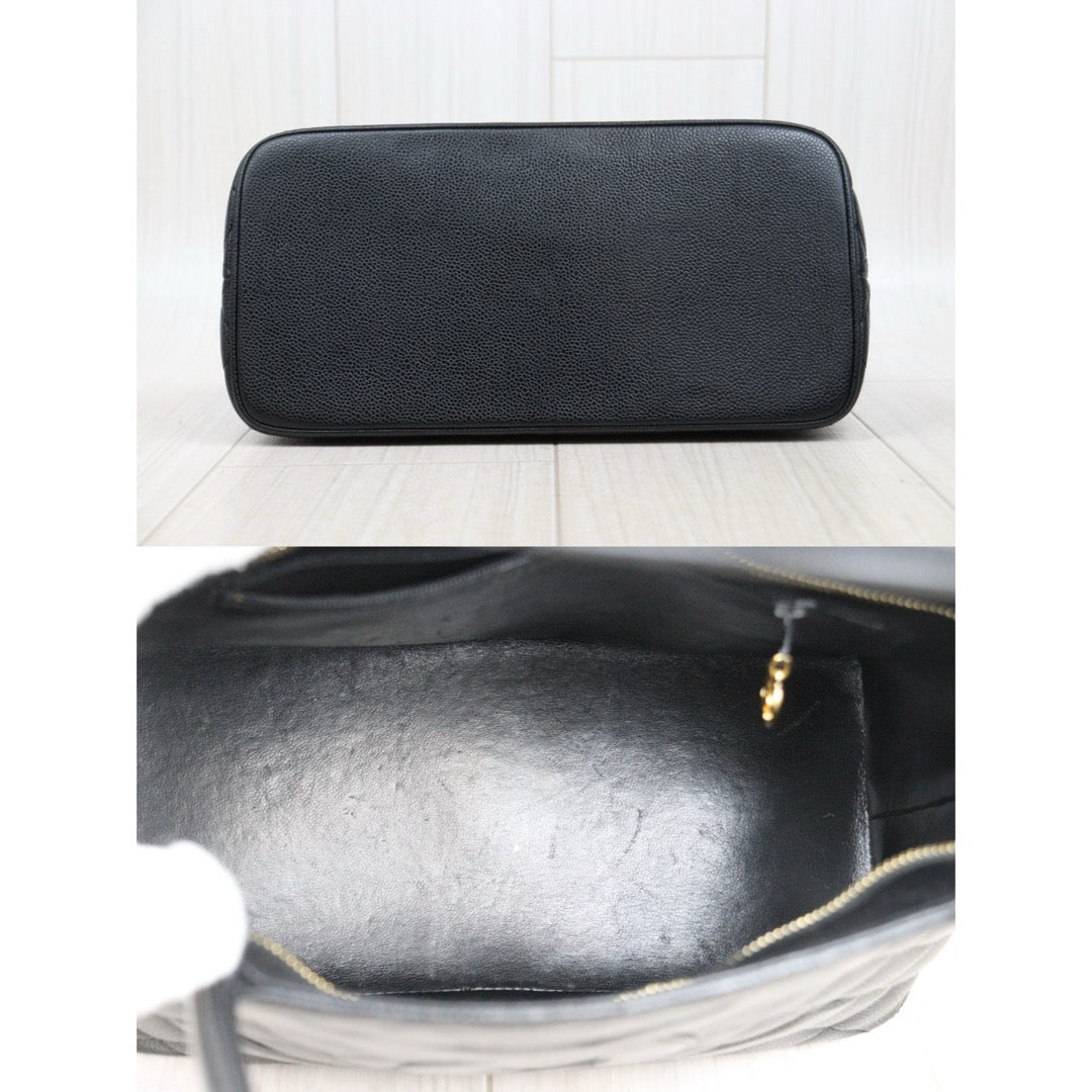 Good ( Rank AB) ｜ CHANEL Caviar Skin Leather Calf Leather Tote Bag Black Made In 2000～2002 Year｜25041418