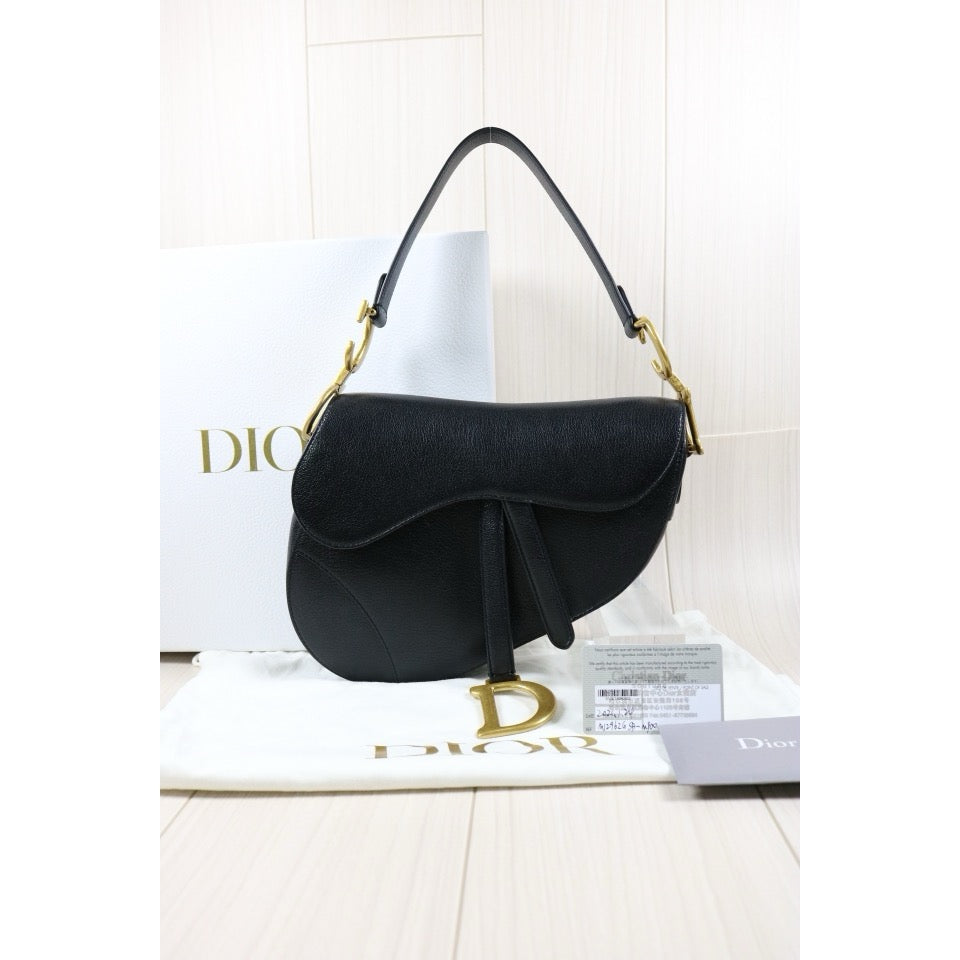 Rank A ｜ Dior Calf Skin Saddle Bag Black Medium ｜S24031502