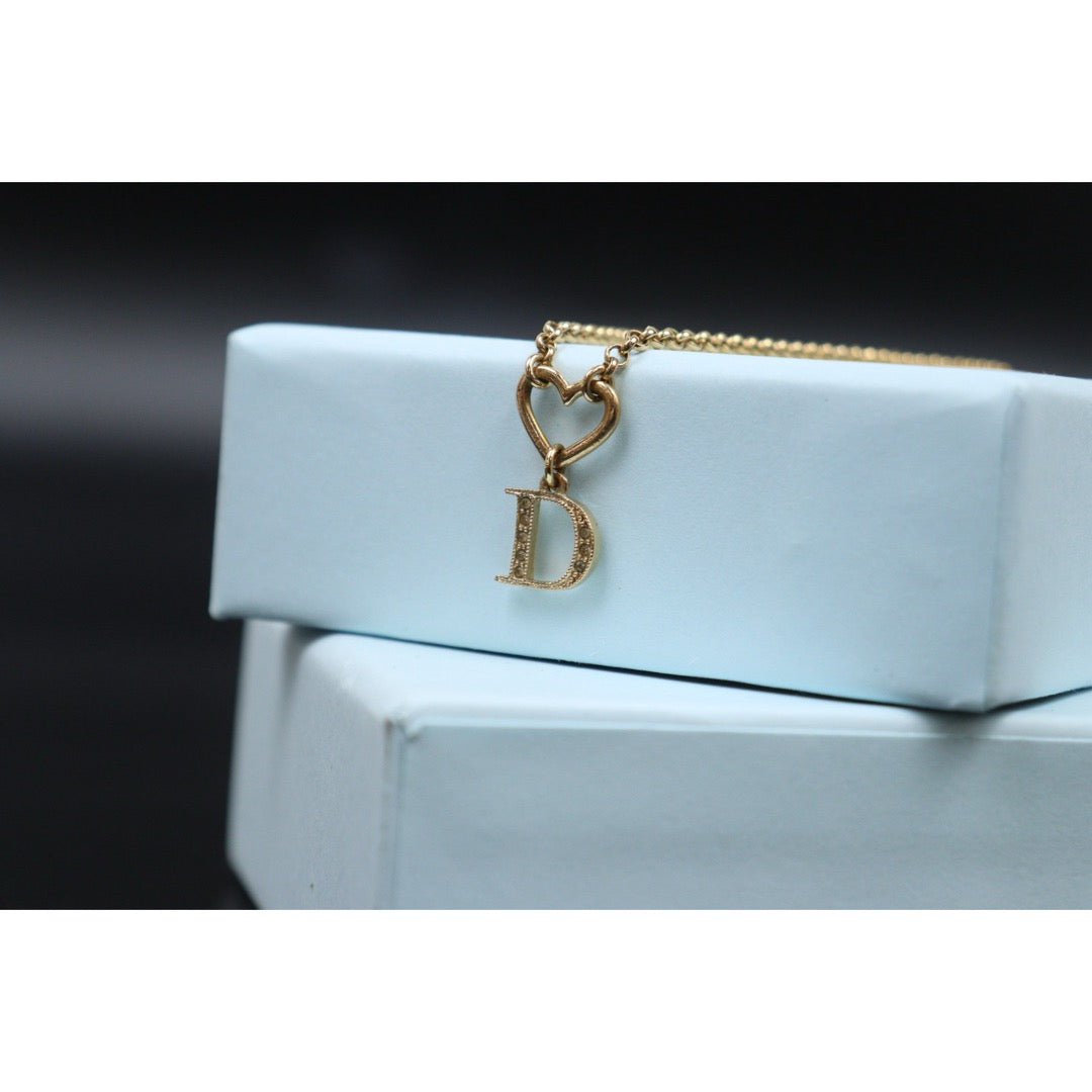 Good ( Rank AB)｜ Dior  Heart＆D Necklace Golden Plated ｜V25071015