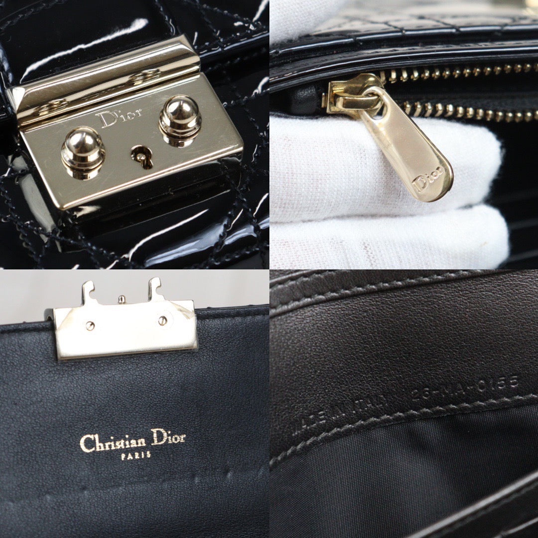 Rank A ｜Dior Diana Enamel Wallet Chain ShoulderBag Black｜23080311