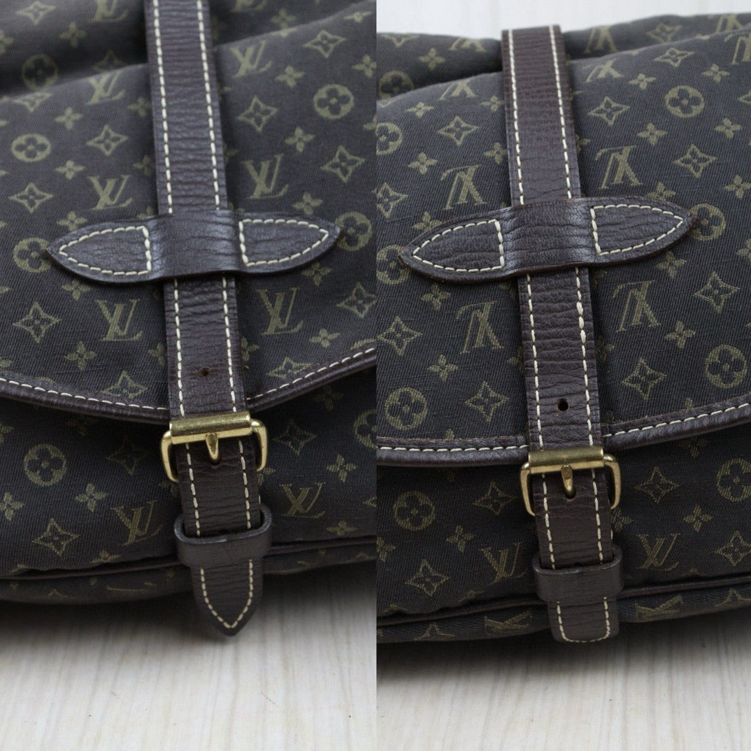 Rank AB｜LV Monogram Mini Run Saumur  Shoulder Bag Canvas Leather Brown｜24072401