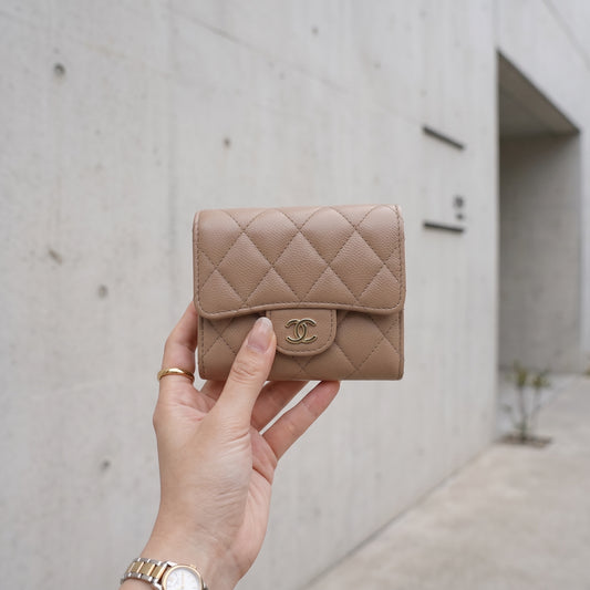 Include Entrupy Certificate of Authenticity｜Good ( Rank AB)｜Chanel Caviar Skin Nude Brown  Wallet IC Chips Model ｜S26072535