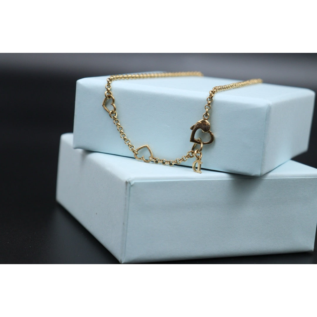 Good ( Rank AB)｜ Dior  Heart＆D Necklace Golden Plated ｜V25071015