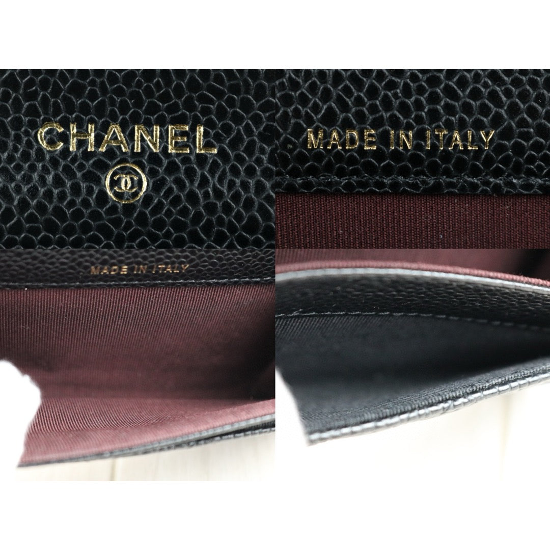 Very Good ( Rank A) ｜CHANEL Caviar Skin Leather Calf Leather  Card Holder Black Made In 2019 Year｜S24111502