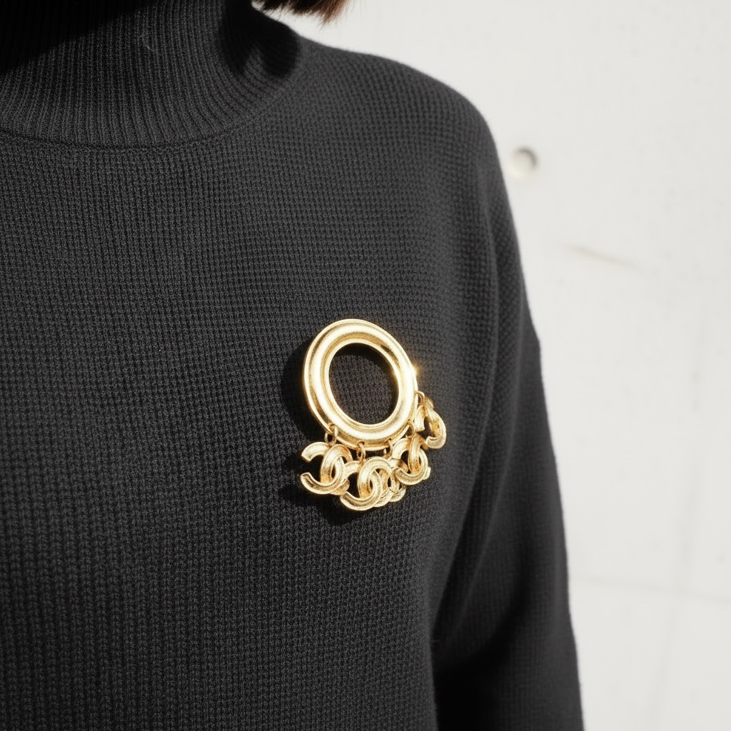 Include Authentic Detective Certificate of Authenticity｜Very Good ( Rank A)｜ CHANEL 94P Vintage Coco Mark Tassel Brooch ｜Y26040712