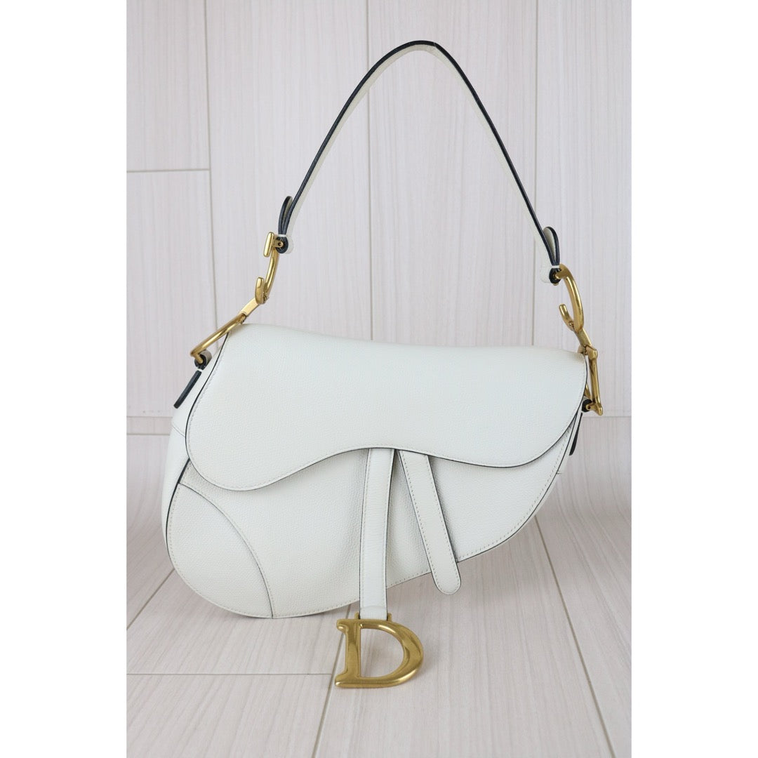Very Good ( Rank A)｜Dior Trotter Saddle Shoulder Bag Medium White Current Model｜S25091009