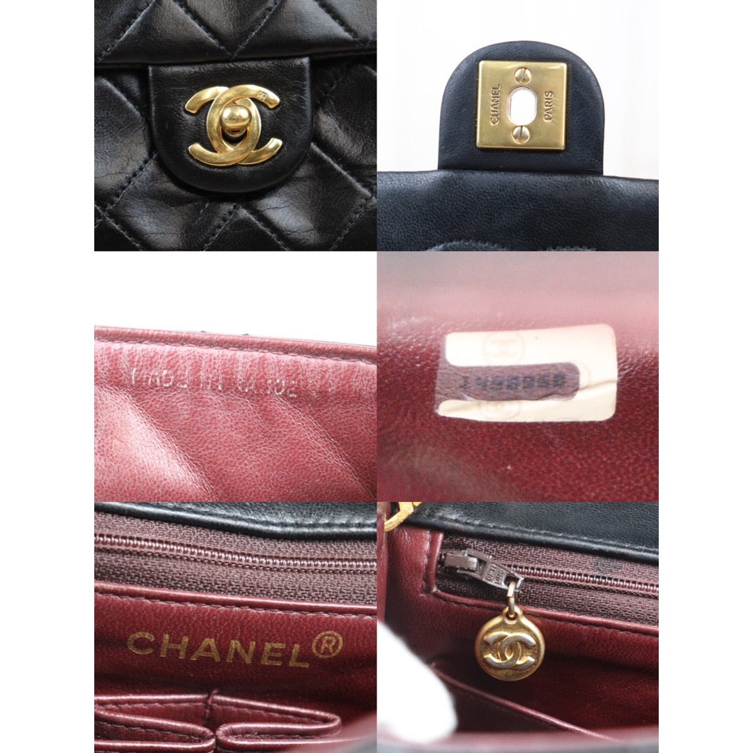 Rank AB｜ CHANEL Black Lanbskin Square 20 Shoulder Bag Made In 1989～1991Year ｜24070510