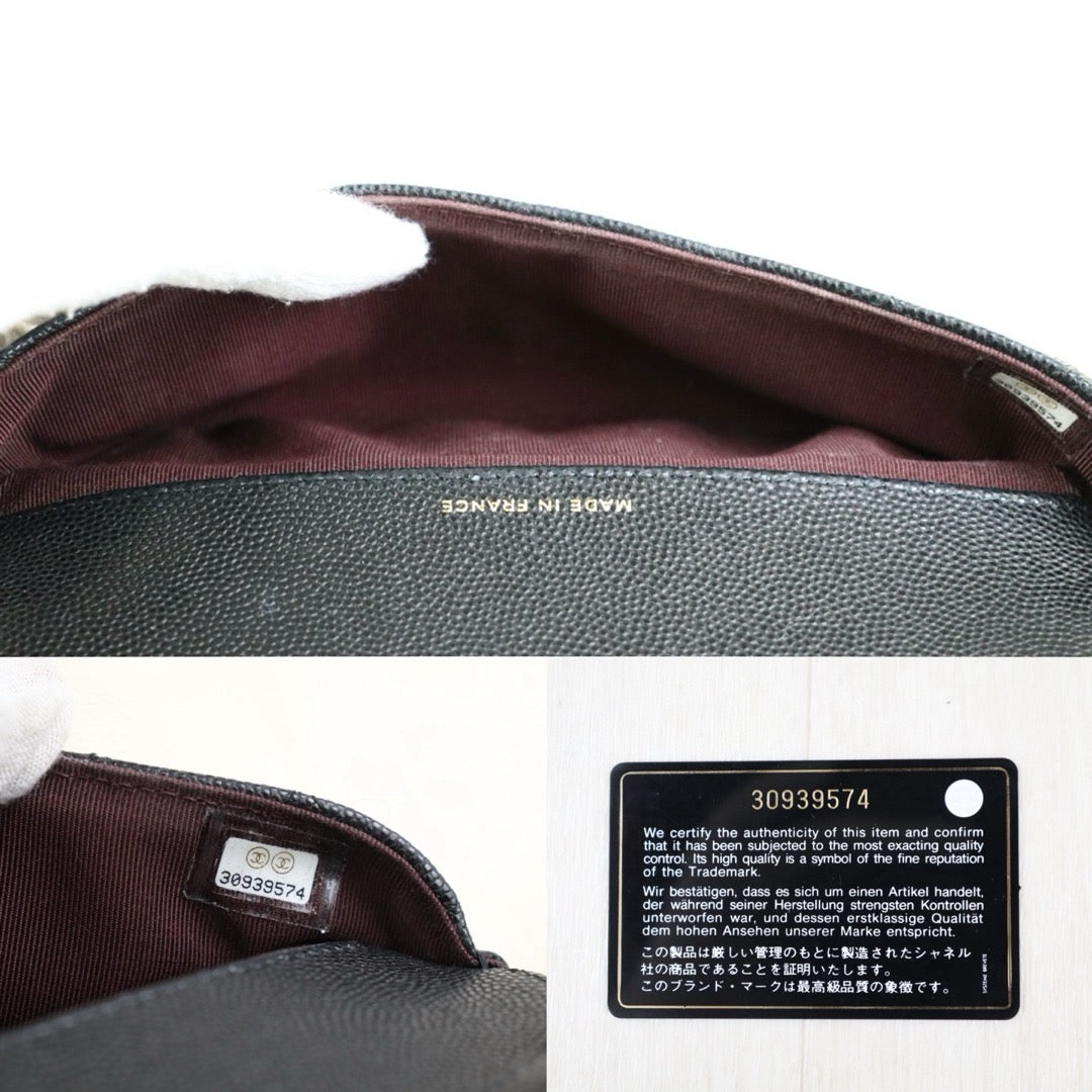 Include Entrupy Certificate of Authenticity｜Very Good ( Rank A)｜ CHANEL Caviar Skin Matrasse Chain Sunglasses Case Bag Black Made In 2020-2021Year  ｜S26052508