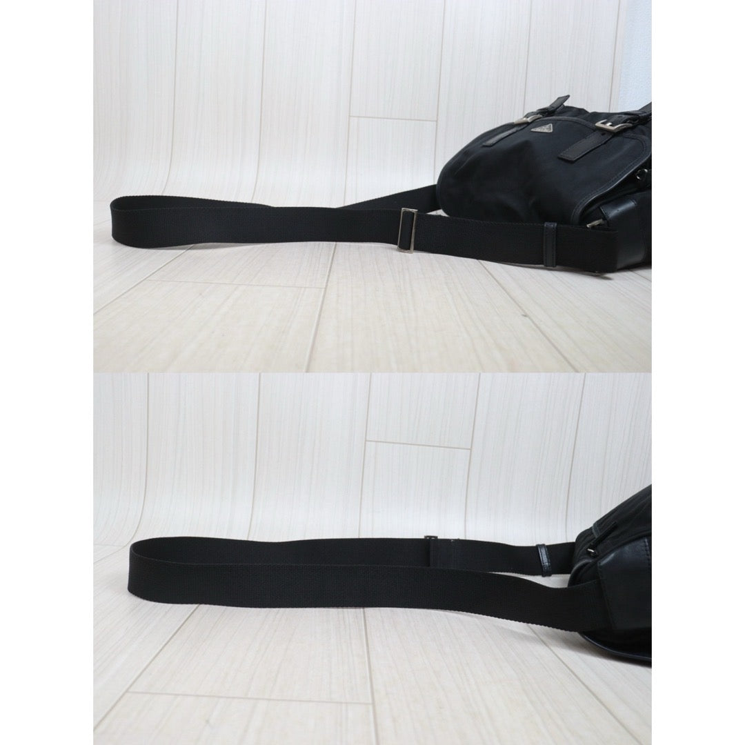 Include Entrupy Certificate of Authenticity｜Good ( Rank AB) ｜Prada  Nylon Black Shoulder Bag  Silver Hardware｜26082602