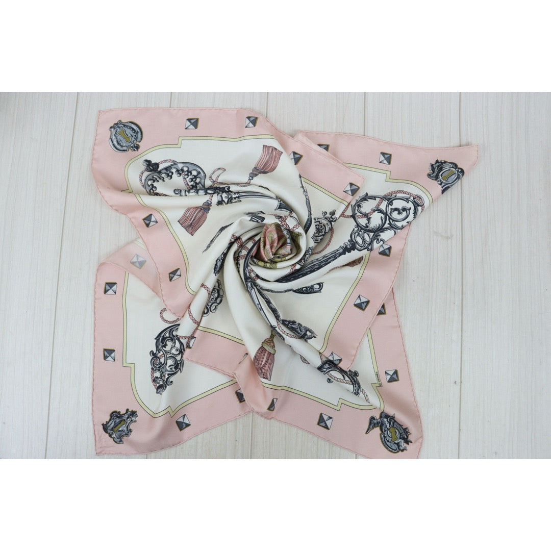 Very Good ( Rank A) ｜ HERMES Les Clefs The Keys Pink Scarf 90｜V25110605