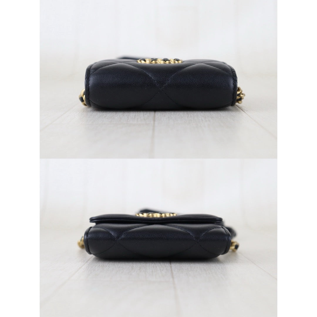 Include Entrupy Certificate of Authenticity｜Very Good ( Rank A)｜CHANEL 19bag Lambskin Black Mini WOC Chain Bag Made In 2021-2022 Year｜S26072507