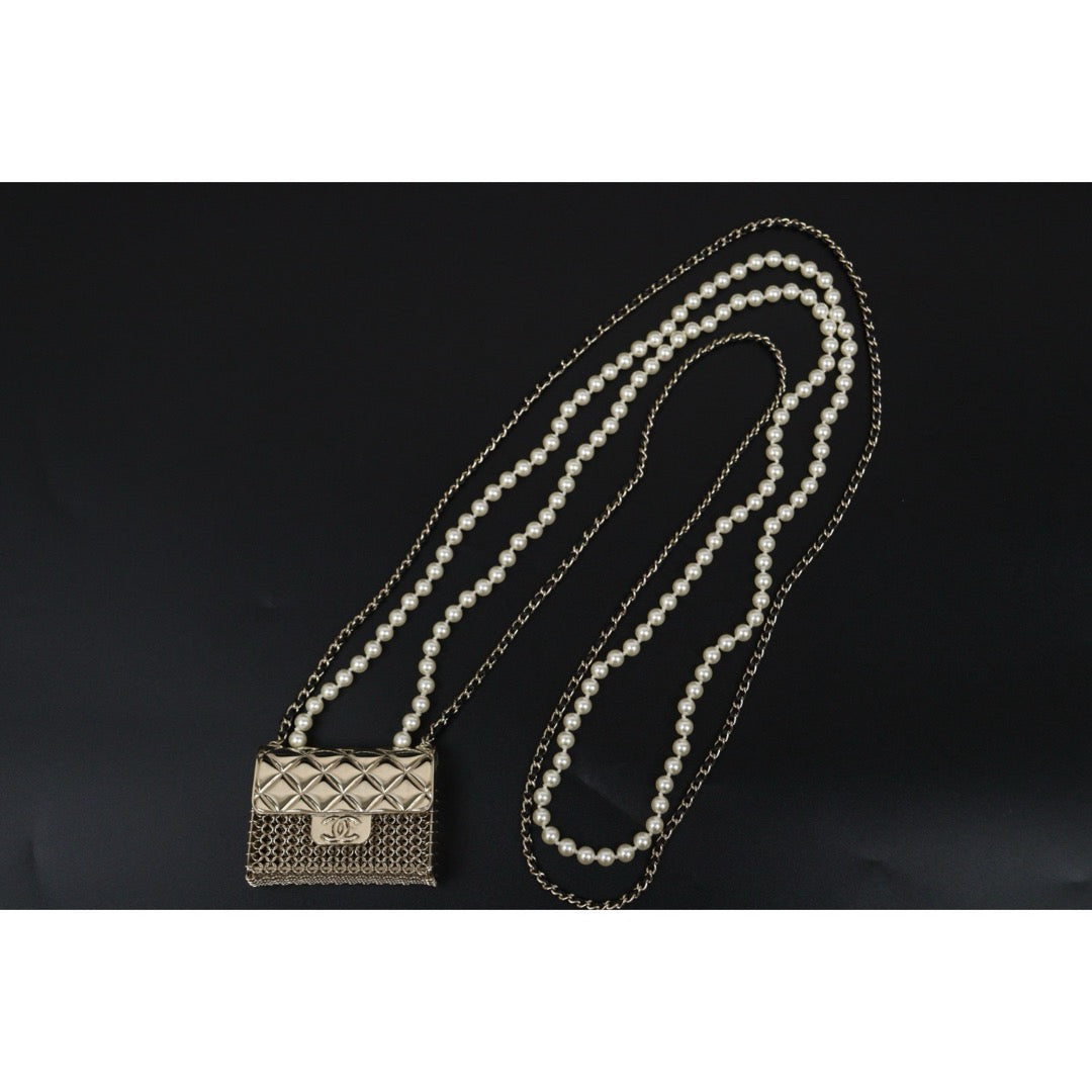 Excellent（Rank SA）｜ CHANEL Coco Mark Hollow Design Pearl Double Chain Tinybag made in 2021 year｜S25110434