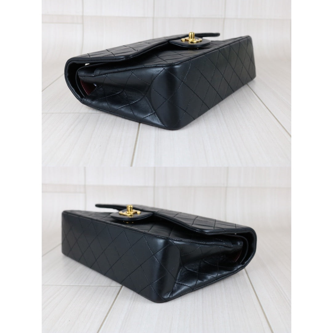Include Entrupy Certificate of Authenticity｜Very Good ( Rank A)｜ CHANEL Lamb Skin Matrasse Chain Double Flap 25 Shoulder Bag  Black Made In 1996-1997Year｜26020401