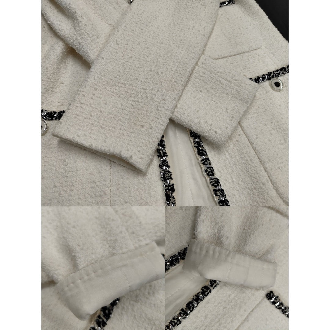 Very Good ( Rank A) ｜ CHANEL 22P Cotton Tweed White Coat 36 size  ｜W25102101