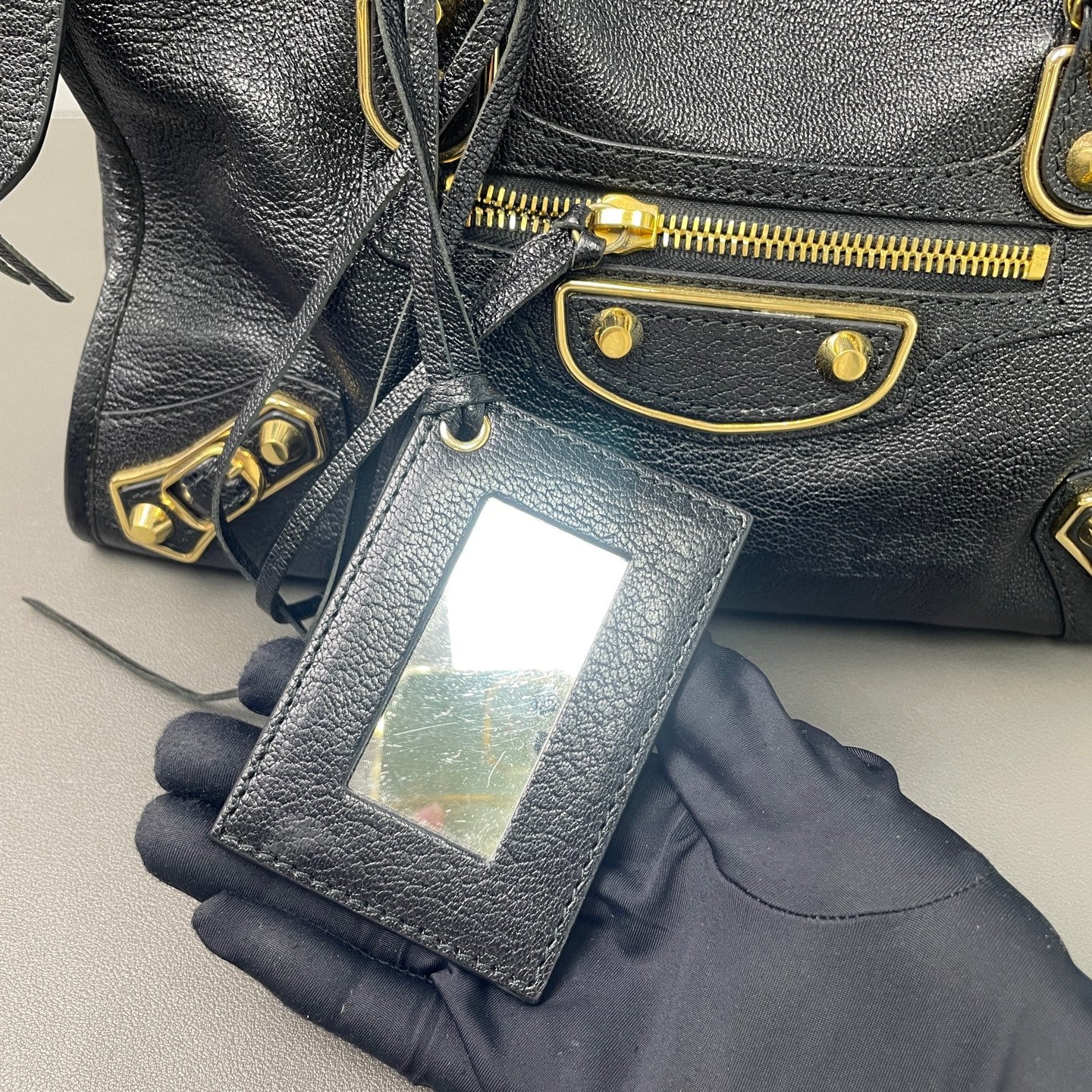 Very Good ( Rank A)｜Balenciaga Goatskin edge Mini Classic City Haze Black HandBag Shoulder Bag