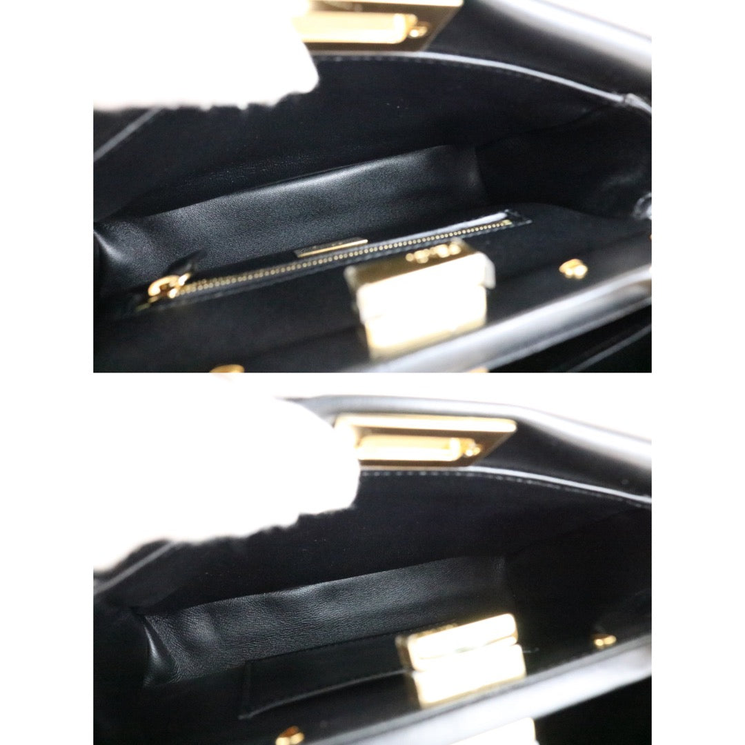 Excellent（Rank SA） ｜ FENDI Calf Leather Peekapoo iconic mini Handbag With Shoulder Bag Black｜S25111802