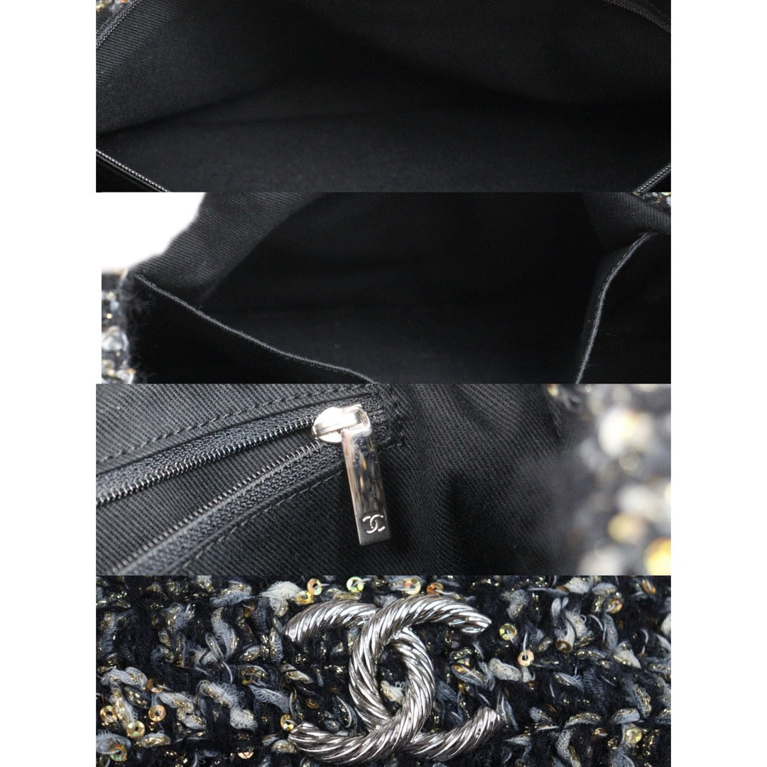 Include Entrupy Certificate of Authenticity｜Good ( Rank AB) ｜ CHANEL  Woolen Matrasse Chain 2 Way ToteBag Shoulder Bag Black Made In 2009-2010Year ｜A26042106