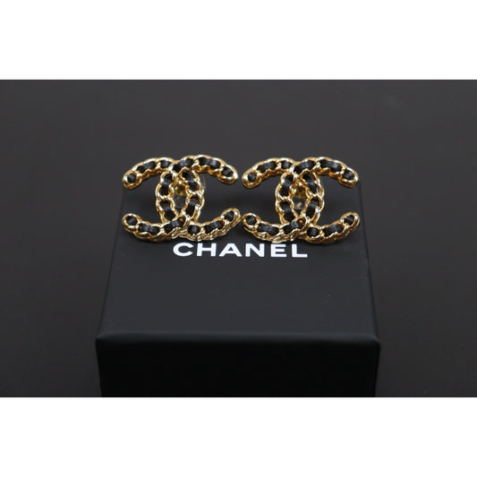Include Authentic Detective Certificate of Authenticity｜Excellent（Rank SA） ｜CHANEL B24K COCO Mark  Leather string Chain Earrings｜26032303