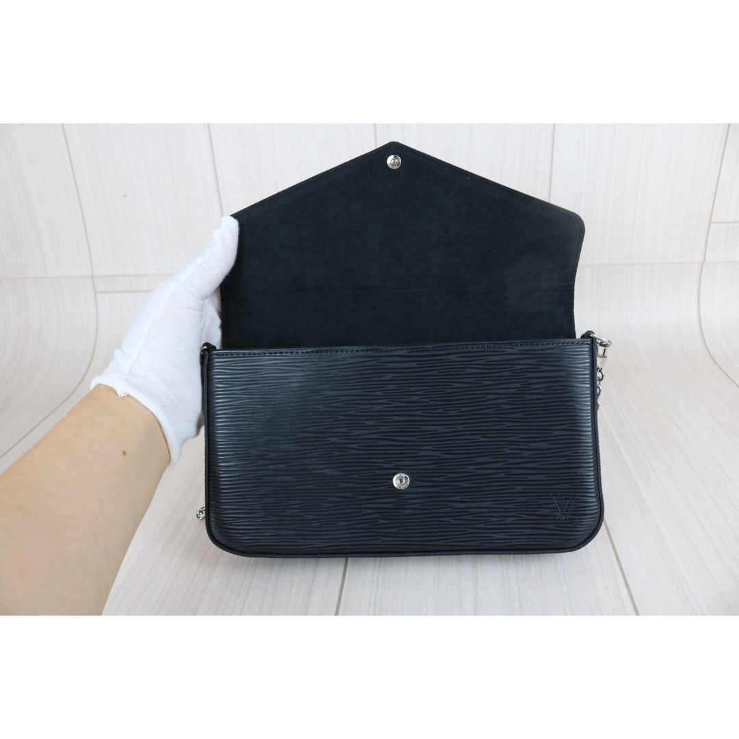 Include Entrupy Certificate of Authenticity｜Very Good ( Rank A)｜Louis Vuitton Epi Pochette Felicie Chain ShoulderBag  Black  IC Chips Model｜X26081806