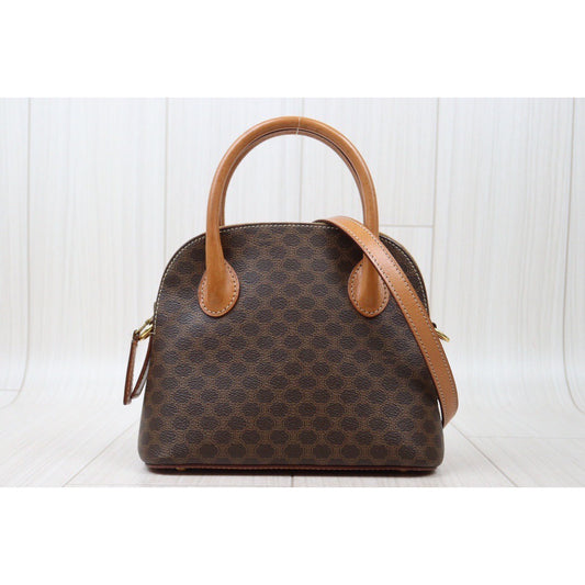 Rank AB ｜ CELINE Macadam Bowling Bag Handbag With Shoulder Strap ｜24060614