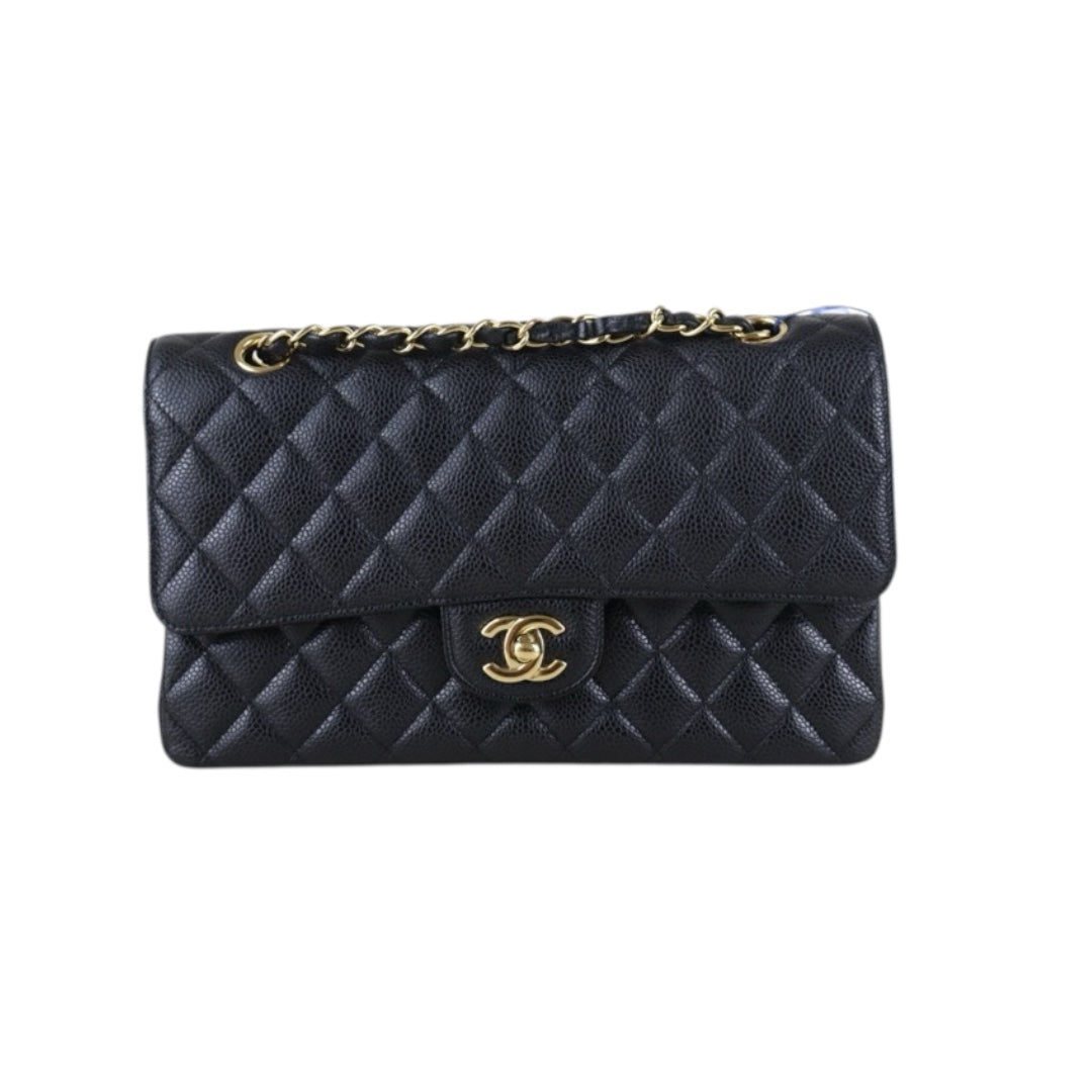 Include Entrupy Certificate of Authenticity｜Very Good ( Rank A)｜ CHANEL Caviar Skin Calf Leather Chain Double Flap 25 Shoulder Bag  Black Made In 2013-2014Year｜S26072545