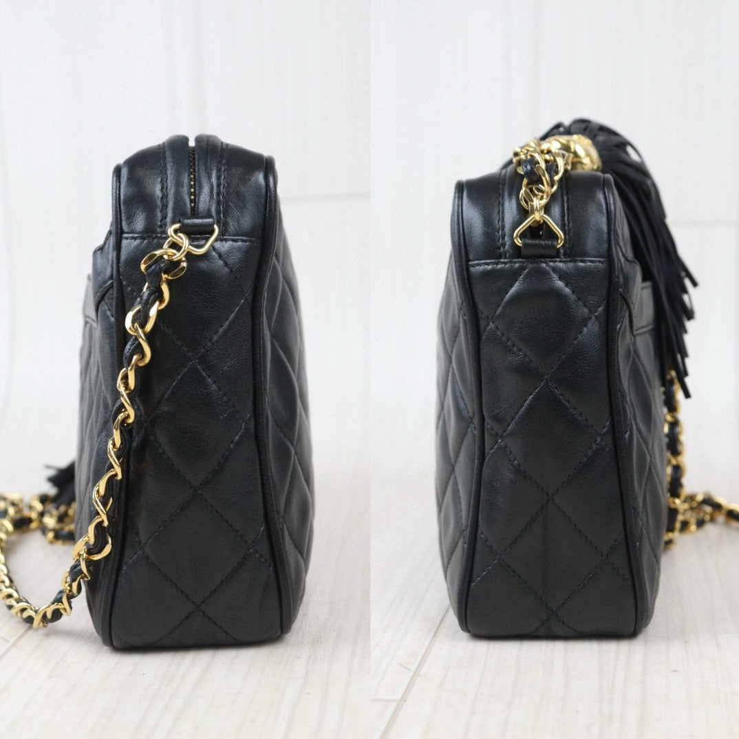 Good ( Rank AB)｜ CHANEL Lamb Skin Camera Bag Shoulder Bag Black  Made in 1991-1994Year ｜P24083002