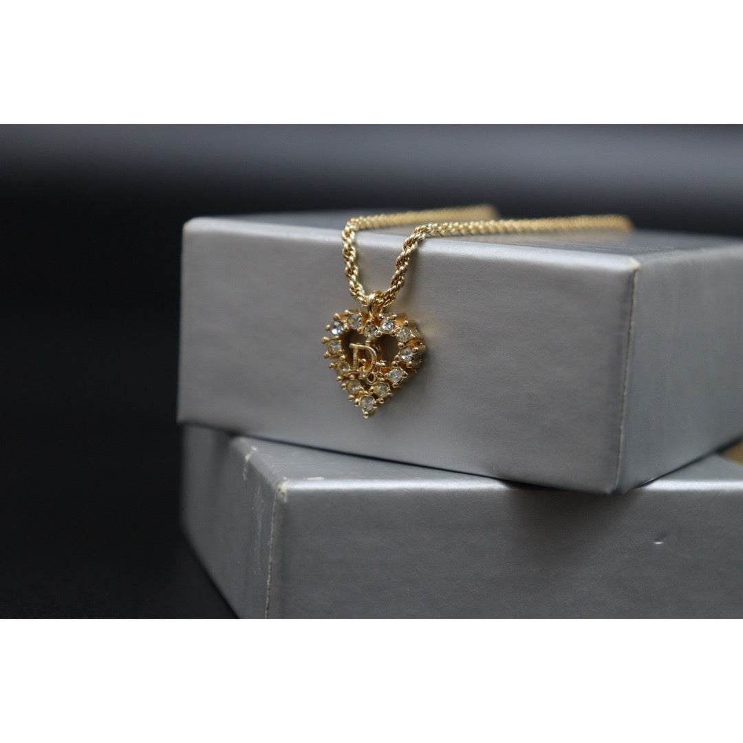 Very Good ( Rank A) ｜ Dior Heart Rhinestone Necklace ｜V25061906