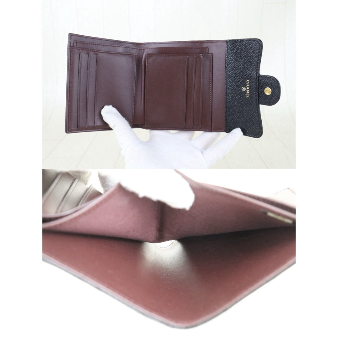Include Entrupy Certificate of Authenticity｜Very Good ( Rank A)｜ Chanel Caviar Skin Black Wallet Made In 2022 Year ｜S26062512